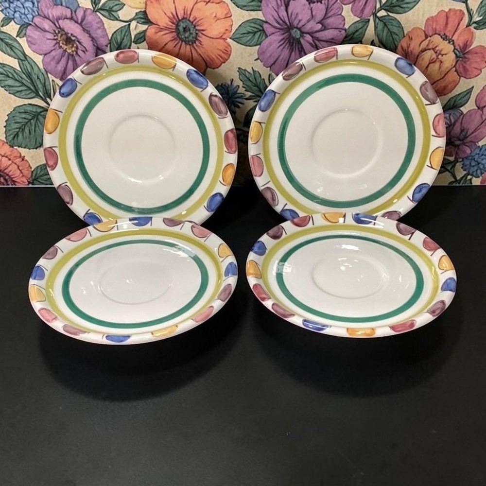 Mikasa Handcrafted Collection Salad Plates, Set of 4, Vtg Stoneware, Dinnerware‎